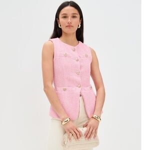 endless rose Tweed Buttoned Long Split Top / Vest – Pink (XL, NWT)